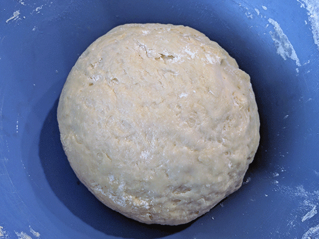 ball of focaccia dough in bowl