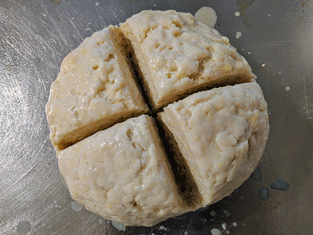 Deep cut in Irish Soda Bread Dough
