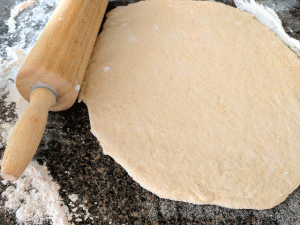 french bread dough flattened