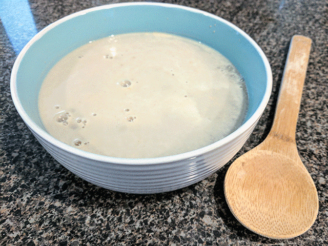 yeast in a bowl to make simple no-knead peasant bread