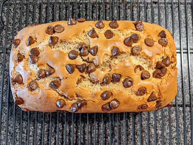 peanut butter bread cooling on rack
