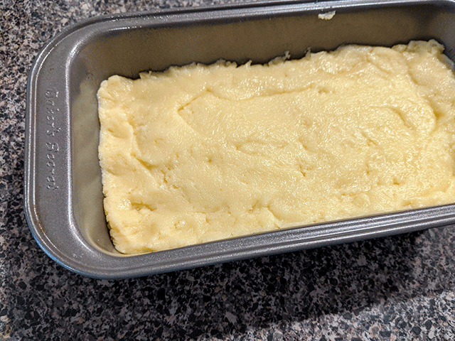 rice flour bread dough in pan