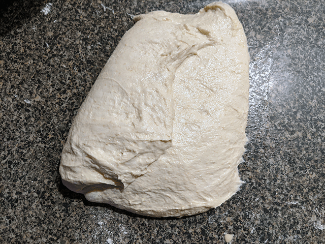 preshape White 'N' Wheat Artisan Sourdough Bread fold one