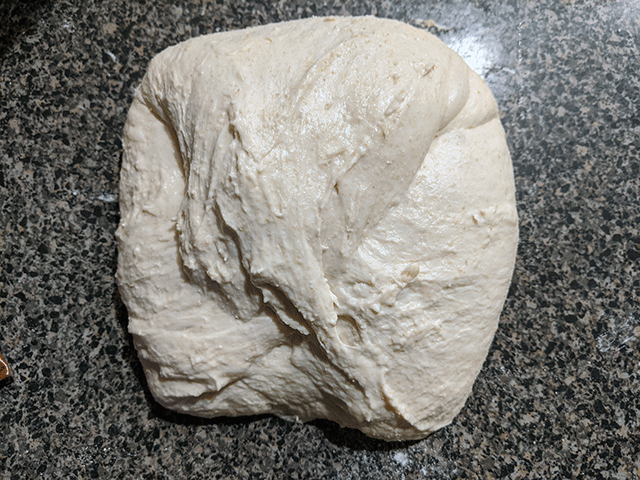 preshape White 'N' Wheat Artisan Sourdough Bread dough fold three