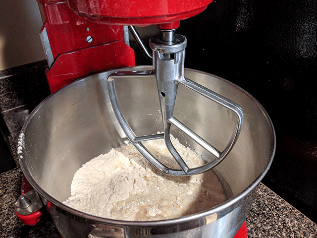wet and dry ingredients in kitchenaid mixer