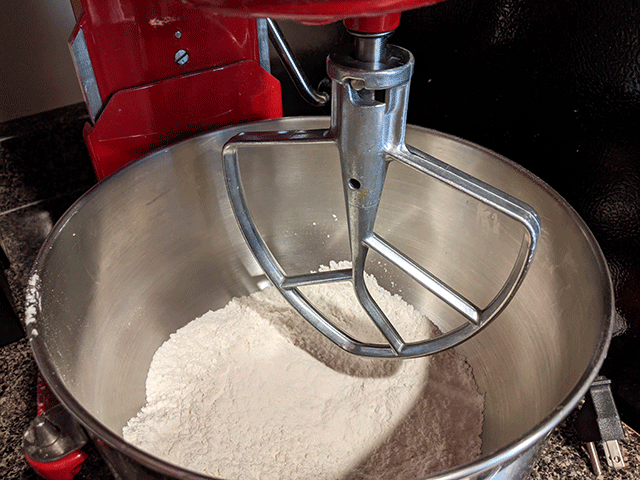 dry ingredients in kitchenaid mixer