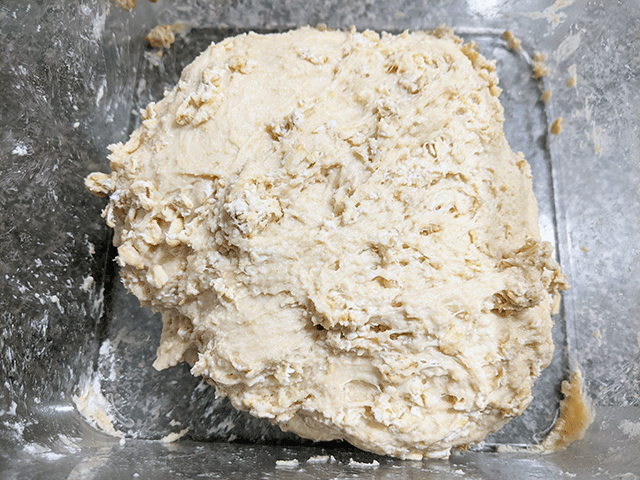 Sourdough Maple Oat Sandwich bread dough with soaker