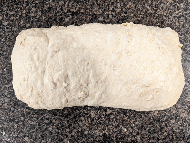 Sourdough Maple Oat Sandwich bread dough folded