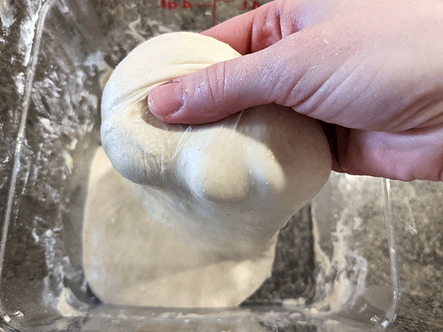 dough stretching for naturally leavened cold-proofed artisan white bread