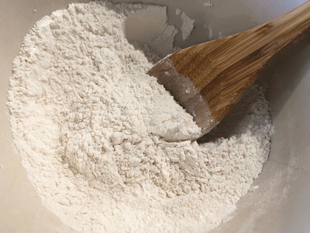 whisk flour for braided egg bread