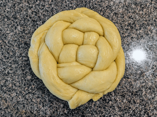 braided egg bread challah ends tucked under